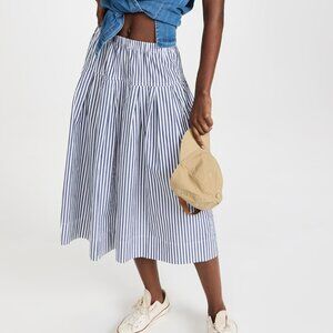 WOMEN’S ALEX MILL BLUE/WHITE STRIPED ‘JUNE’ SKIRT, XL